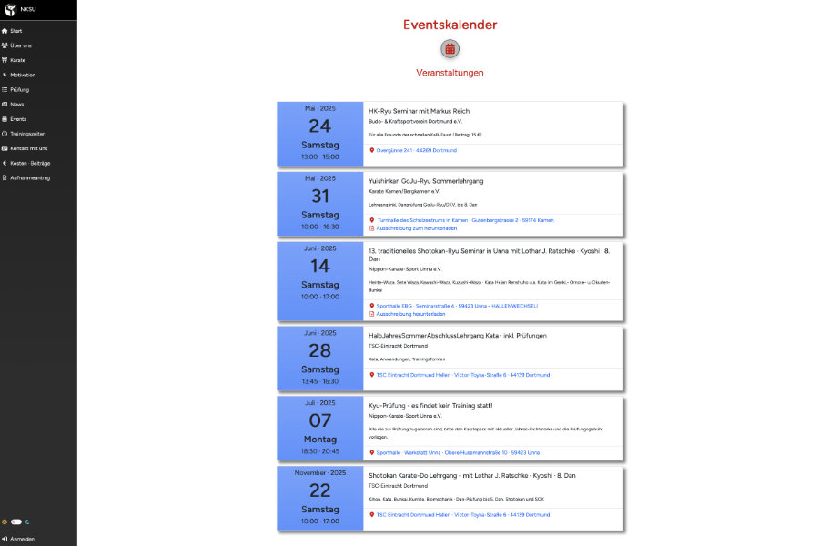 Sportverein Eventskalender